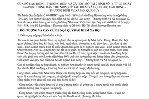 Thông tư liên bộ 14-TT/LB hướng dẫn thu nộp quỹ bảo hiểm xã hội do Bộ Lao động - Thương binh Xã hội quản lý