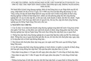 thông tư liên bộ 24-TT/LB thu nộp tiền thuế công thương hệ thống ngân hàng nhà nước