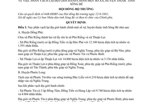 Quyết định 112-HĐBT phân vạch lại địa giới hành chính một số xã, huyện thuộc tỉnh Sông Bé