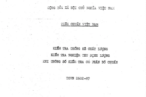 Tiêu chuẩn Việt Nam TCVN 2602:1987 (ST SEV 1672-79, ISO 3951-81) về kiểm tra thống kê chất lượng - Kiểm tra nghiệm thu định lượng khi thông số kiểm tra có phân bố chuẩn