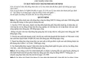 Quyết định 226/QĐ-UB  điều chỉnh mức thu tiền thay công lao động nghĩa vụ xã hội chủ nghĩa năm 1988