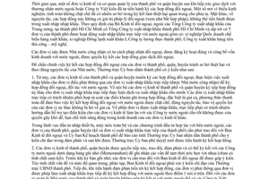 Công văn 2964/UB  hướng dẫn  ký kết hợp đồng đối ngoại và bản ghi nhớ với nước ngoài