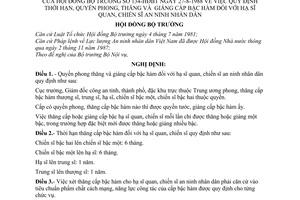 Nghị định 134-HDDBT quy định thời hạn, quyền phong, thăng và giáng cấp bậc hàm đối với hạ sĩ quan, chiến sĩ an ninh nhân dân