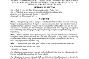 Nghị định 135-HĐBT quy định cờ hiệu, an ninh hiệu, cấp hiệu, phù hiệu, lễ phục và trang phục của lực lượng An ninh nhân dân Việt Nam