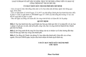 Quyết định 273/QĐ-UB Quy định tạm thời xử phạt các loại vi phạm giữ gìn vệ sinh, trật tự hè phố, công viên, bảo vệ công trình kỹ thuật đô thị