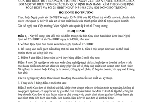 Nghị định 146-HĐBT sửa đổi điểm trong các bản quy định ban hành kèm theo nghị định27-HĐBT và 28-HĐBT