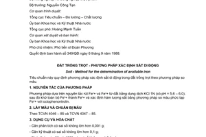 Tiêu chuẩn Việt Nam TCVN 4618:1988 về đất trồng trọt-  Phương pháp xác định sắt di động do Ủy ban Khoa học và Kỹ thuật Nhà nước ban hành