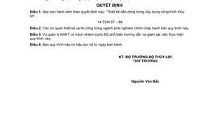 Quyết định 783TL/QD Quy trình Thiết kế dẫn dòng trong xây dựng công trình