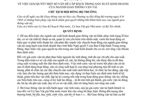 Quyết định  281-CT  giải quyết một số vấn đề cấp bách trong sản xuất kinh doanh của ngành giao thông vận tải