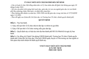 Quyết định 228/QĐ-UB  Quy chế tạm thời  tổ chức nhà trẻ dân lập mẫu giáo dân lập