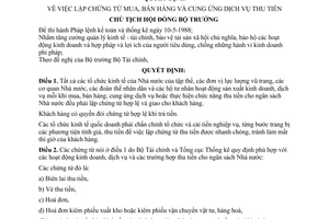 Quyết định  292-CT  lập chứng từ mua, bán hàng và cung ứng dịch vụ thu tiền