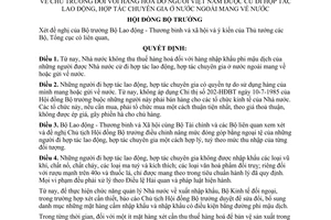 Quyết định  175-HĐBT chủ trương đối với hàng hoá do người Việt Nam được cử đi hợp tác lao động, hợp tác chuyên gia ở nước ngoài mang về nước