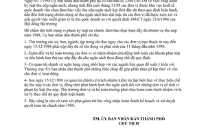 Chỉ thị 49/CT-UB  tăng cường và chấp hành kỷ luật thu nộp ngân sách