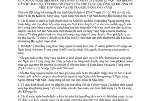 Thông tư 129-NH/TT tiếp nhận chi trả kiều hối bằng vàng hướng dẫn Quyết định 270-CT