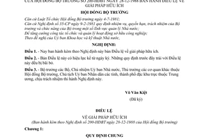 Nghị định 200-HĐBT Điều lệ về giải pháp hữu ích