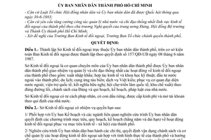 Quyết định 11/QĐ-UB  thành lập Sở Kinh tế đối ngoại trực thuộc Ủy ban nhân dân thành phố