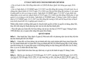 Quyết định 08/QĐ-UB  “Quy định về quản lý Nhà nước đối với phương tiện vận tải thủy bộ trên địa bàn thành phố Hồ Chí Minh”