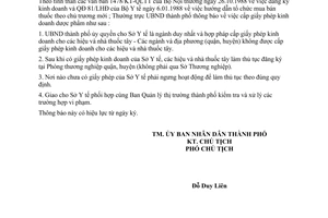 Thông báo 13/TB-UB đăng ký kinh doanh cho các nhà thuốc tây