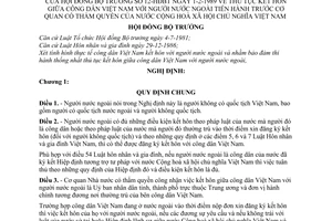 Nghị định 12-HĐBT thủ tục kết hôn giữa công dân Việt Nam với người nước ngoài tiến hành trước cơ quan có thẩm quyền của nước CHXHCN Việt Nam