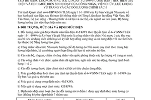 Thông tư 8-NL/TCKT2 hướng dẫn giá điện định mức điện sinh hoạt công nhân viên chức lực lượng vũ trang đối tượng chính sách