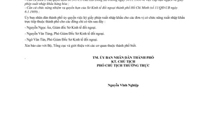 Công văn 614/UB-ĐN ủy quyền ký giấy phép xuất nhập khẩu