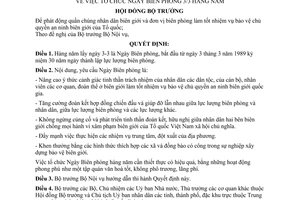 Quyết định  6-HĐBT  tổ chức ngày Biên phòng 3-3 hàng năm