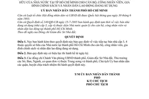 Quyết định 60/QĐ-UB bán nhà cấp 3, 4 thuộc quyền sở hữu Nhà Nước tại TP Hồ Chí Minh cho cán bộ công nhân viên gia đình chính sách nhân dân lao động