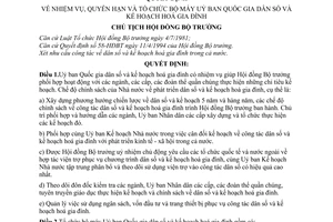 Quyết định  51-CT  nhiệm vụ, quyền hạn và tổ chức bộ máy Uỷ ban Quốc gia dân số và kế hoạch hoá gia đình