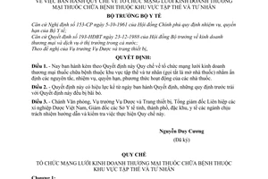Quyết định 94-BYT/QĐ  Quy chế về tổ chức mạng lưới kinh doanh thương mại thuốc chữa bệnh thuộc khu vực tập thể và tư nhân