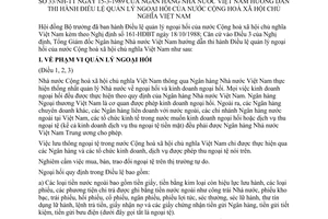 Thông tư 33/NH-TT hướng dẫn điều lệ quản lý ngoại hối nước Cộng hoà xã hội chủ nghĩa Việt Nam