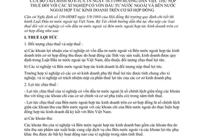 Thông tư 6-TC/CTN hướng dẫn thu nộp thuế xí nghiệp vốn đầu tư nước ngoài Bên nước ngoài hợp tác kinh doanh cơ sở hợp đồng