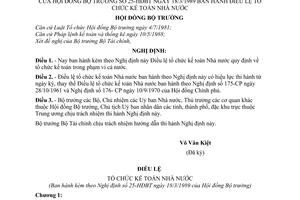 Nghị định 25-HĐBT Điều lệ tổ chức kế toán Nhà nước