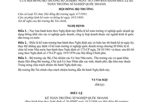 Nghị định 26-HĐBT Điều lệ kế toán trưởng xí nghiệp quốc doanh