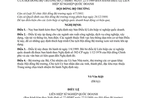 Nghị định 27-HĐBT Điều lệ Liên hiệp xí nghiệp quốc doanh