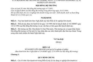 Nghị định 28-HĐBT Điều lệ xí nghiệp liên doanh (còn gọi là Xí nghiệp cổ phần)