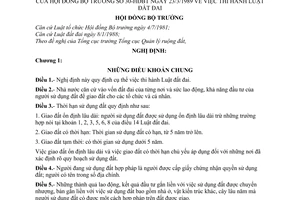 Nghị định 30-HĐBT thi hành Luật Đất đai