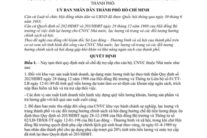 Quyết định 192/QĐ-UB chế độ đối với công nhân viên chức, lực lượng vũ trang và các đối tượng hưởng chính sách xã hội của thành phố