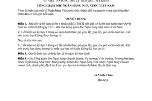 Quyết định 45-NH/QĐ  bổ sung Thể lệ tiền gửi tiết kiệm