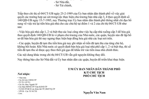 Công văn 1461/UB-NĐ điều chỉnh chỉ thị 04/CT-UB