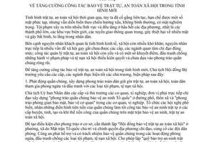 Chỉ thị 135-CT tăng cường công tác bảo vệ trật tự an toàn xã hội tình hình mới