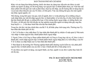 Chỉ thị 13/CT-UB quản lý nguyên liệu thành phẩm thuốc ngoại nhập địa bàn thành phố Hồ Chí Minh