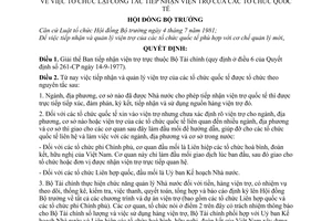 Quyết định  51-HĐBT tổ chức lại công tác tiếp nhận viện trợ của các tổ chức quốc tế