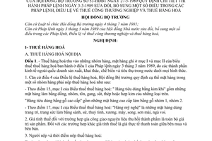 Nghị định 53-HĐBT thuế công thương nghiệp và thuế hàng hoá hướng dẫn thi hành Pháp lệnh ngày 3-3-1989