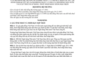 Nghị định 54-HĐBT Thuế xuất khẩu, thuế nhập khẩu hàng mậu dịch hướng dẫn thi hành NQ 134-N