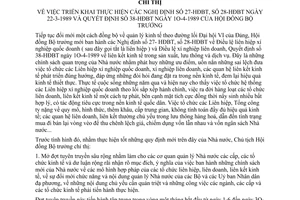 Chỉ thị 147-CT triển khai Nghị định 27-HĐBT 28-HĐBT Quyết định 38-HĐBT đổi mới quản lý kinh tế liên kết kinh tế sản xuất lưu thông dịch vụ