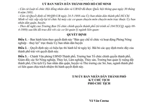 Quyết định 321/QĐ-UB quy chế tổ chức và hoạt động Phòng Nông nghiệp – thuỷ lợi huyện