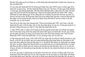 Chỉ thị 16/CT-UB tổ chức thực hiện chương trình năm du lịch thành phố năm 1990