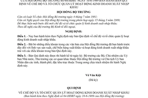 Nghị định 64-HĐBT bản Quy định về chế độ và tổ chức quản lý hoạt động kinh doanh xuất nhập khẩu