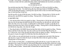 Thông tư liên tịch 22/LB-TT sửa đổi phương thức nộp BHXH ngành lao động - thương binh xã hội quản lý