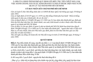 Quyết định 303/QĐ-UB sửa đổi Qđ 119/QĐ-UB năm 1988 giá biểu thu tiền thuê nhà làm việc, sản xuất, kinh doanhnhà ở do nhà nước quản lý ở TP HCM